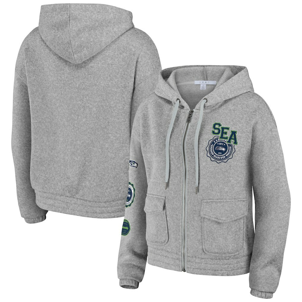 Seattle Seahawks WEAR by Erin Andrews Women's Full-Zip Hoodie - Heather Gray Hoodies