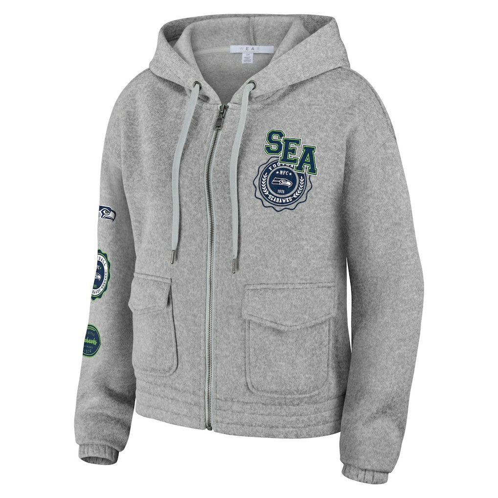 Seattle Seahawks WEAR by Erin Andrews Women's Full-Zip Hoodie - Heather Gray Hoodies