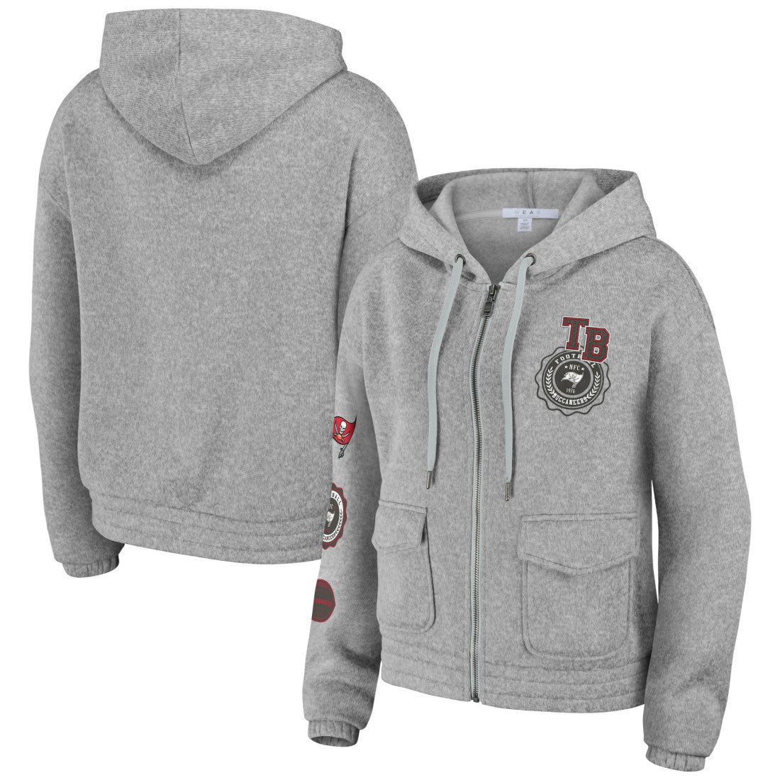 Tampa Bay Buccaneers WEAR by Erin Andrews Women's Full-Zip Hoodie - Heather Gray Hoodies