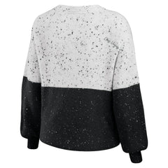 Las Vegas Raiders WEAR by Erin Andrews Women's Lighweight Modest Crop Color-Block Pullover Sweater - White/Black Pullover