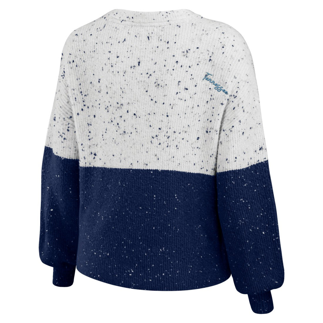 Tennessee Titans WEAR by Erin Andrews Women's Lighweight Modest Crop Color-Block Pullover Sweater - White/Navy Pullover
