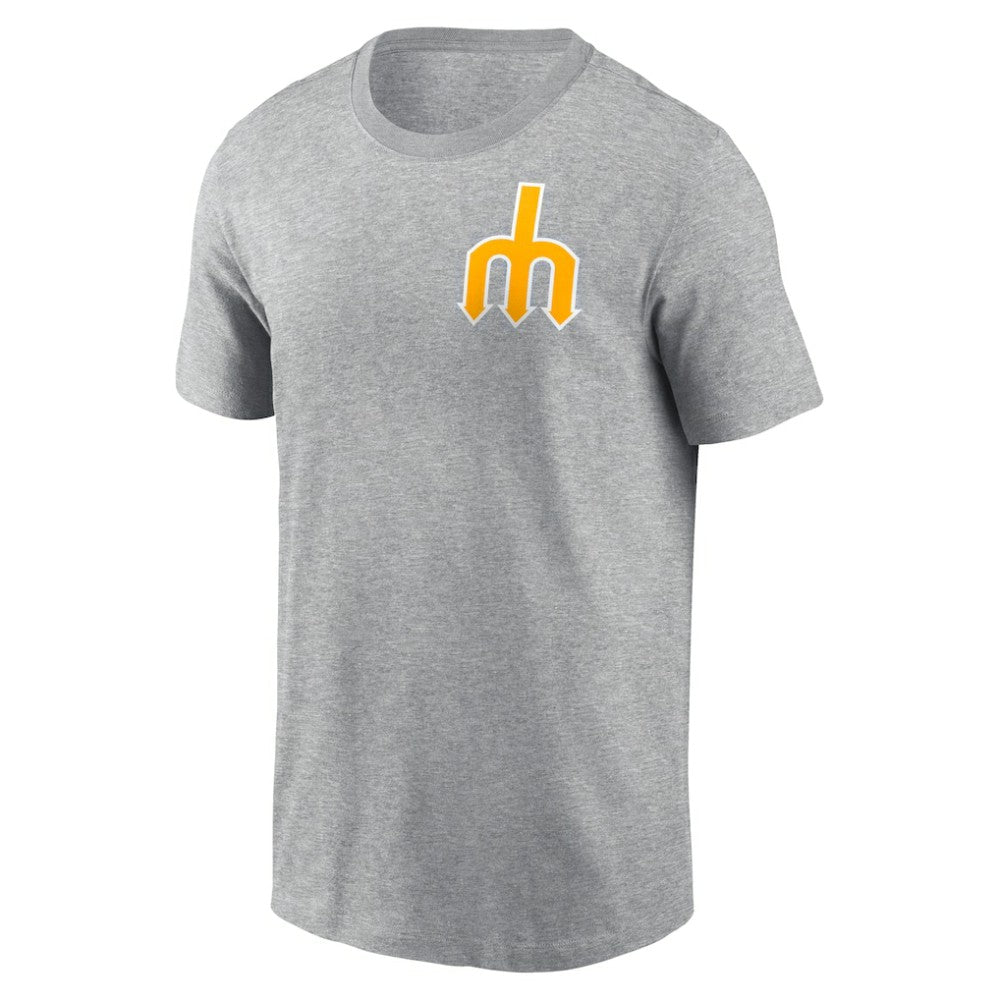 Seattle Mariners Nike Cooperstown Collection Large Logo 2-Hit T-Shirt - Heather Gray T-shirts