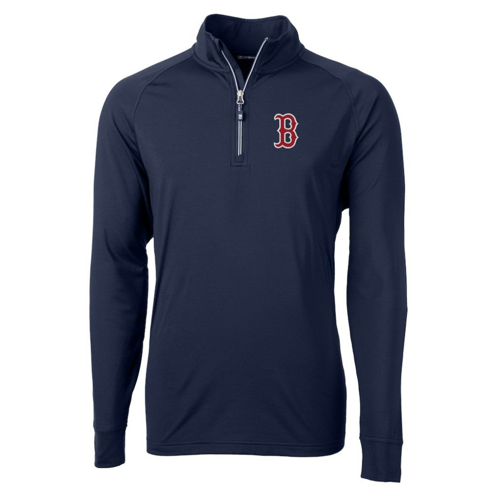 Boston Red Sox Cutter & Buck Adapt Eco Knit Stretch Recycled Quarter-Zip Pullover Top - Navy Pullover