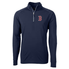 Boston Red Sox Cutter & Buck Adapt Eco Knit Stretch Recycled Quarter-Zip Pullover Top - Navy Pullover