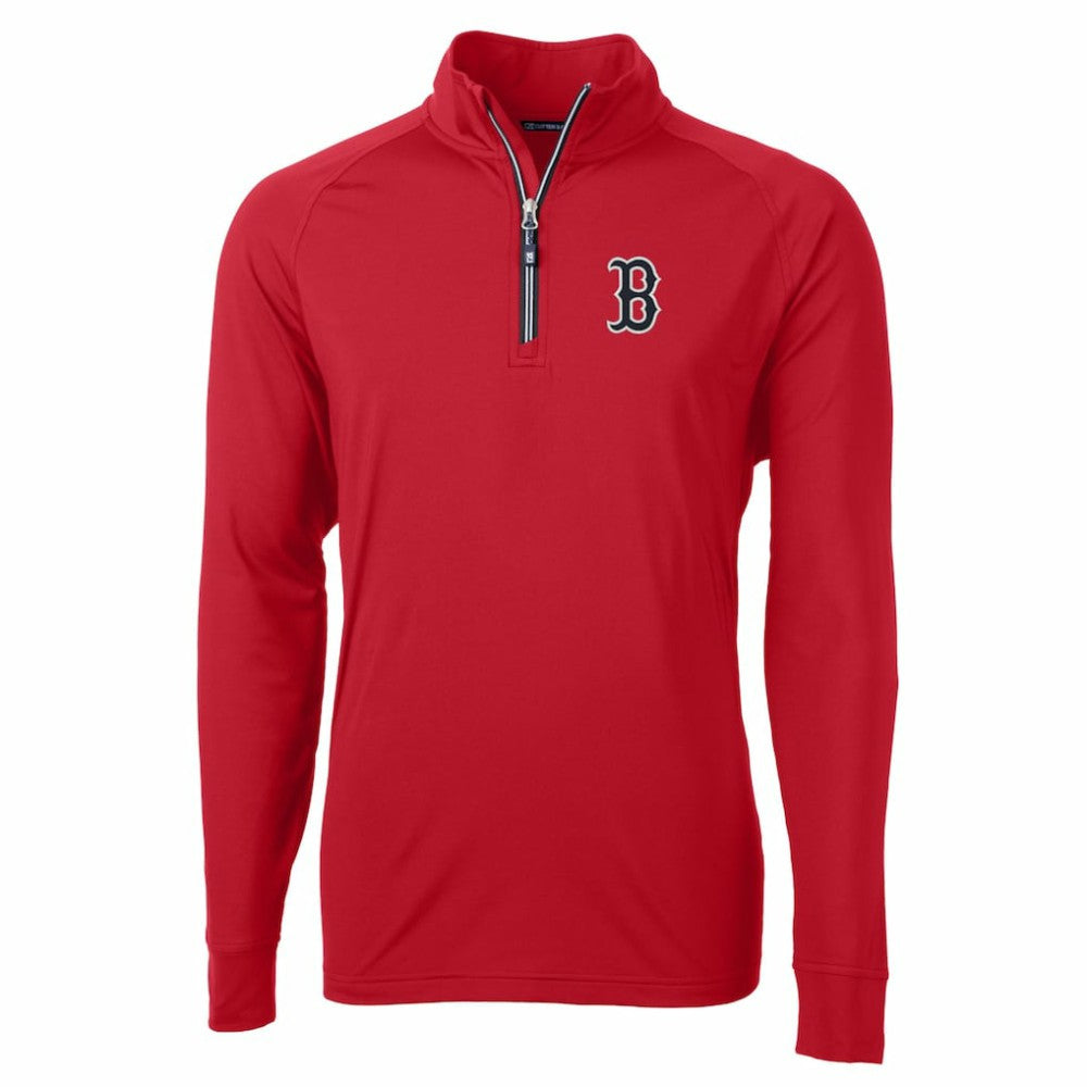 Boston Red Sox Cutter & Buck Adapt Eco Knit Stretch Recycled Quarter-Zip Pullover Top - Red Pullover