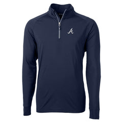 Atlanta Braves Cutter & Buck Adapt Eco Knit Stretch Recycled Quarter-Zip Pullover Top - Navy Pullover