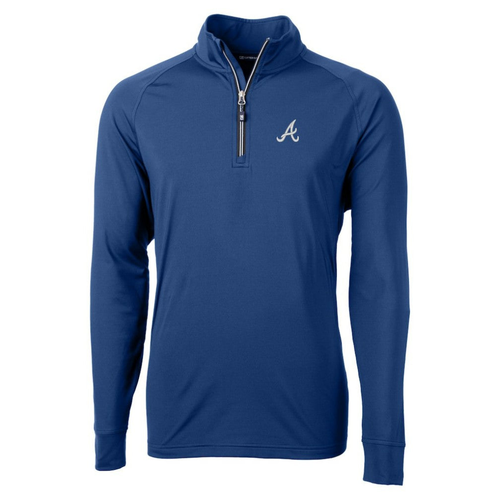 Atlanta Braves Cutter & Buck Adapt Eco Knit Stretch Recycled Quarter-Zip Pullover Top - Blue Pullover