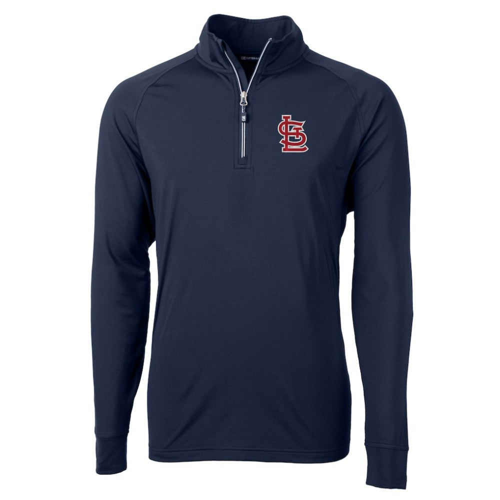 St. Louis Cardinals Cutter & Buck Adapt Eco Knit Stretch Recycled Quarter-Zip Pullover Top - Navy Pullover