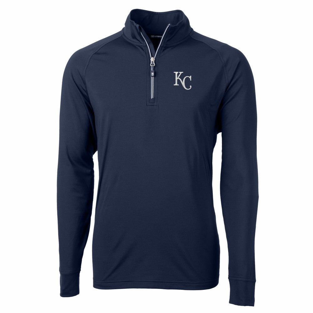 Kansas City Royals Cutter & Buck Adapt Eco Knit Stretch Recycled Quarter-Zip Pullover Top - Navy Pullover