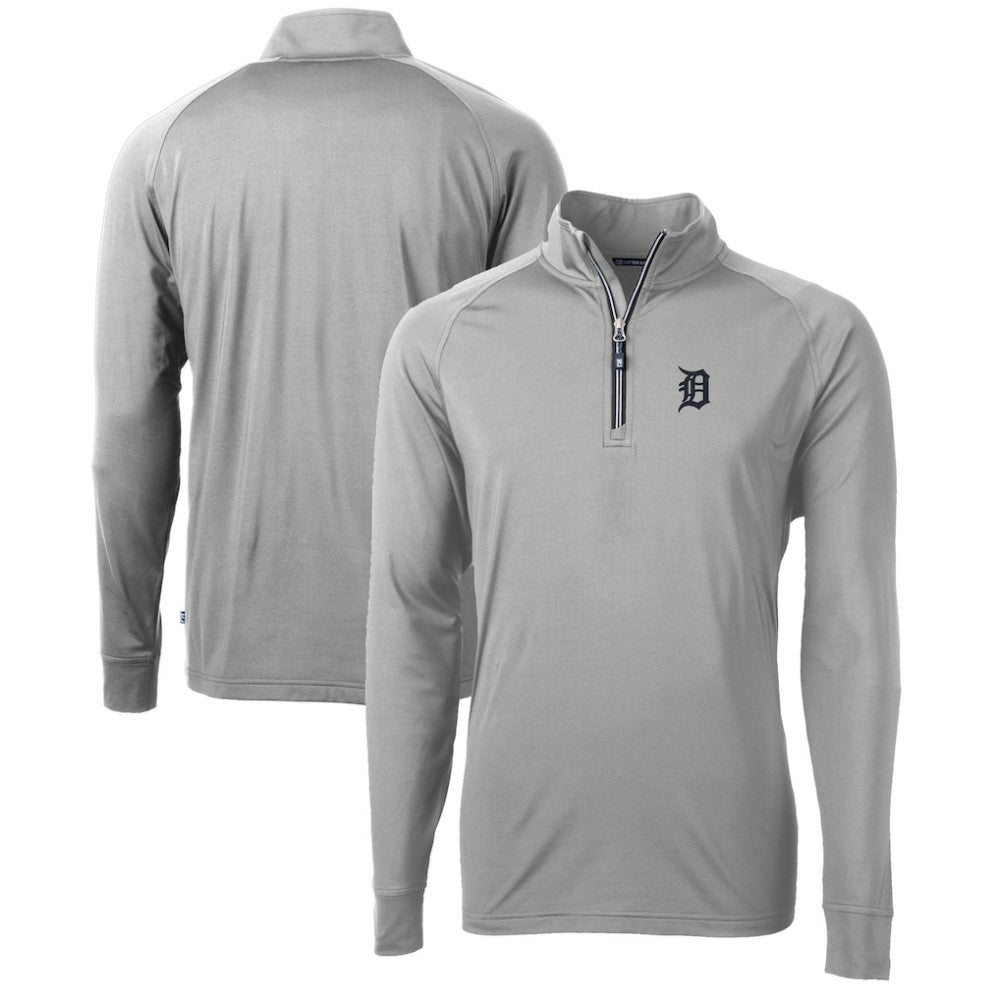 Detroit Tigers Cutter & Buck Adapt Eco Knit Stretch Recycled Quarter-Zip Pullover Top - Gray Pullover