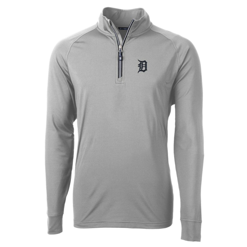 Detroit Tigers Cutter & Buck Adapt Eco Knit Stretch Recycled Quarter-Zip Pullover Top - Gray Pullover