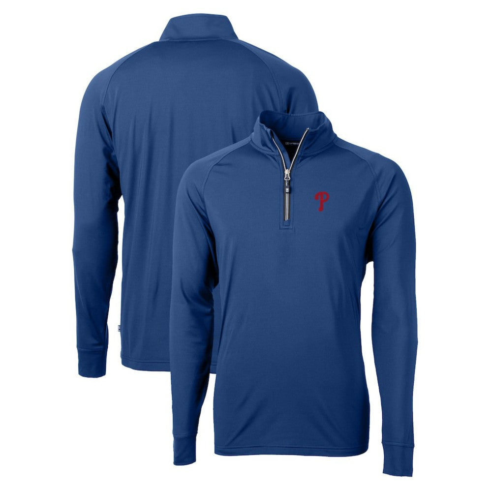 Philadelphia Phillies Cutter & Buck Adapt Eco Knit Stretch Recycled Quarter-Zip Pullover Top - Royal Pullover