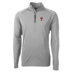 Philadelphia Phillies Cutter & Buck Adapt Eco Knit Stretch Recycled Quarter-Zip Pullover Top - Gray Pullover