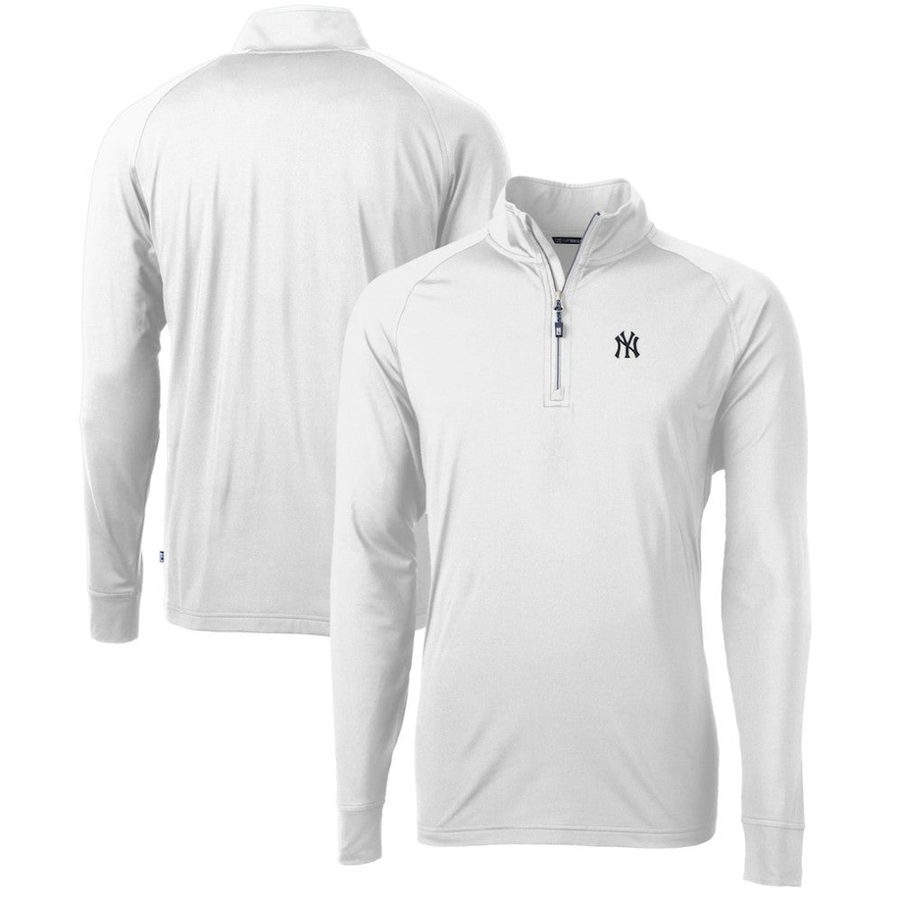 New York Yankees Cutter & Buck Adapt Eco Knit Stretch Recycled Quarter-Zip Pullover Top - White Pullover