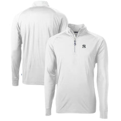 New York Yankees Cutter & Buck Adapt Eco Knit Stretch Recycled Quarter-Zip Pullover Top - White Pullover