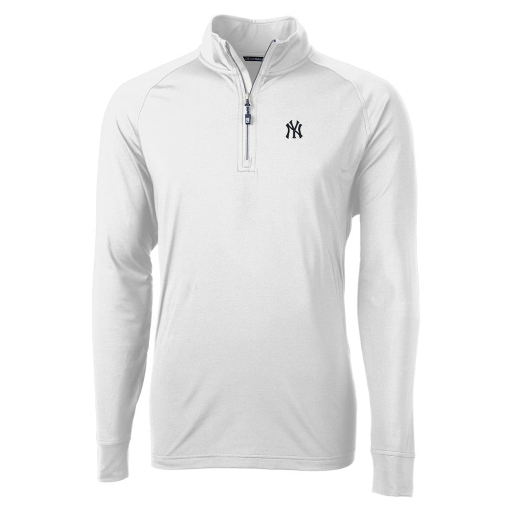 New York Yankees Cutter & Buck Adapt Eco Knit Stretch Recycled Quarter-Zip Pullover Top - White Pullover