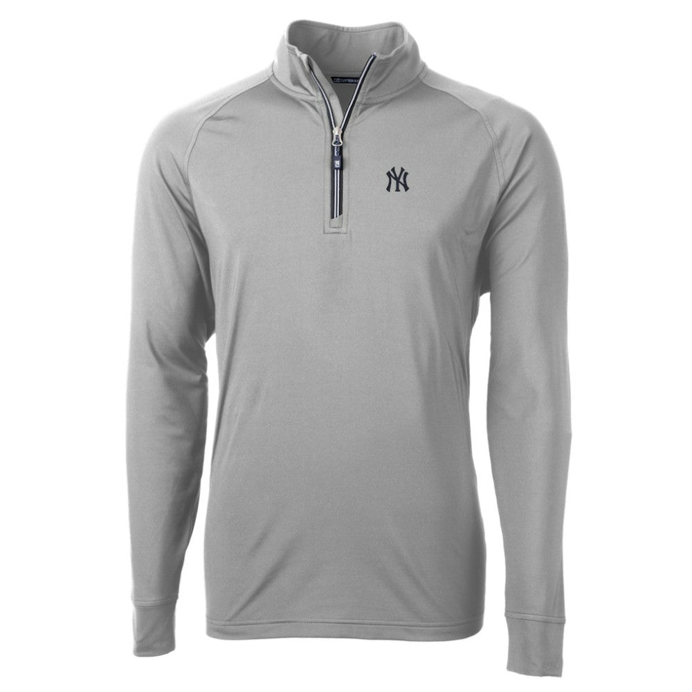 New York Yankees Cutter & Buck Adapt Eco Knit Stretch Recycled Quarter-Zip Pullover Top - Gray Pullover