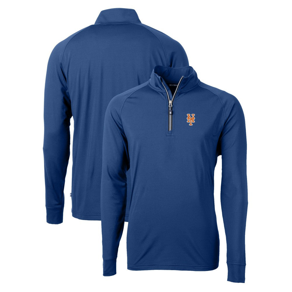New York Mets Cutter & Buck Adapt Eco Knit Stretch Recycled Quarter-Zip Pullover Top - Royal Pullover