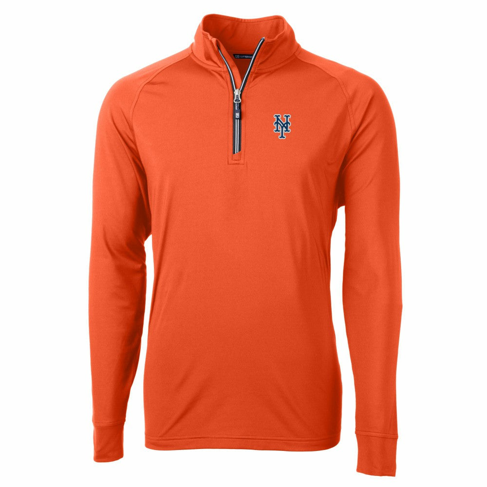 New York Mets Cutter & Buck Adapt Eco Knit Stretch Recycled Quarter-Zip Pullover Top - Orange Pullover