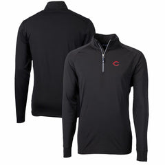 Cincinnati Reds Cutter & Buck Adapt Eco Knit Stretch Recycled Quarter-Zip Pullover Top - Black Pullover