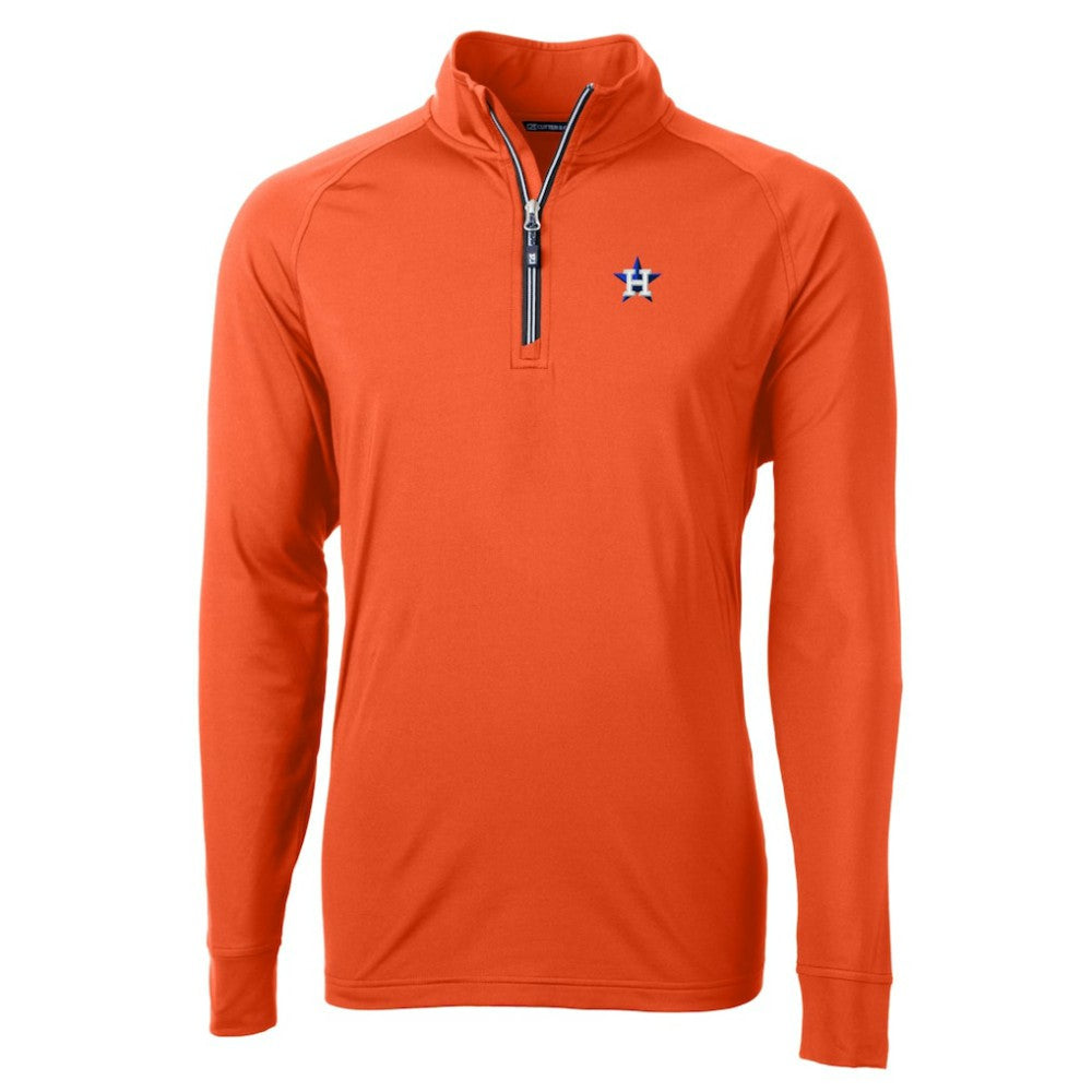 Houston Astros Cutter & Buck Adapt Eco Knit Stretch Recycled Quarter-Zip Pullover Top - Orange Pullover