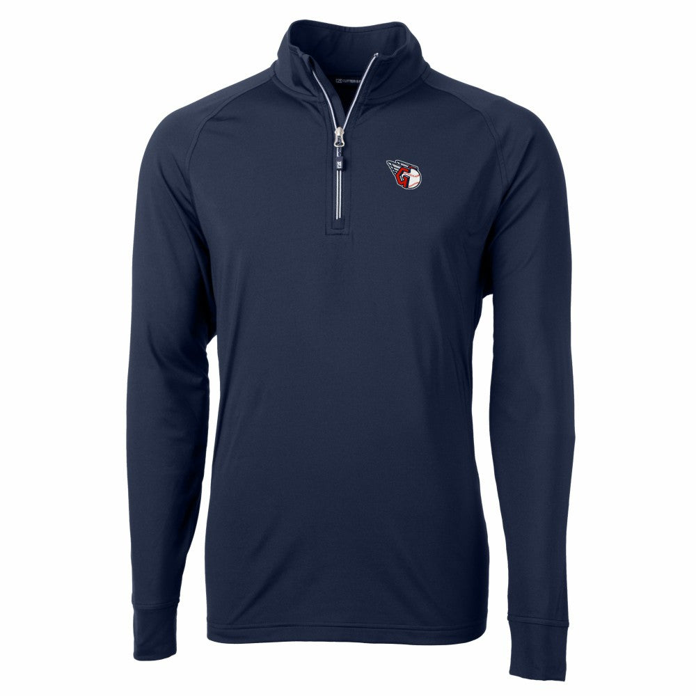 Cleveland Guardians Cutter & Buck Adapt Eco Knit Stretch Recycled Quarter-Zip Pullover Top - Navy Pullover