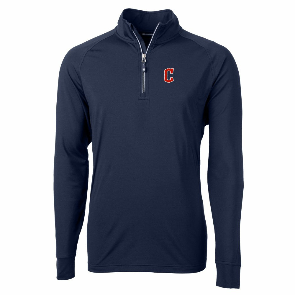Cleveland Guardians Cutter & Buck Adapt Eco Knit Stretch Recycled Quarter-Zip Pullover Top - Navy Pullover