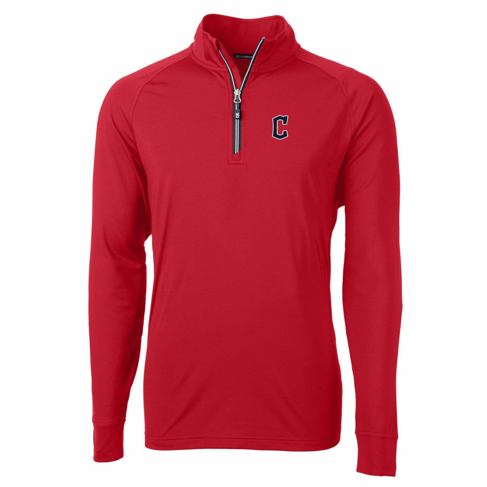 Cleveland Guardians Cutter & Buck Adapt Eco Knit Stretch Recycled Quarter-Zip Pullover Top - Red Pullover