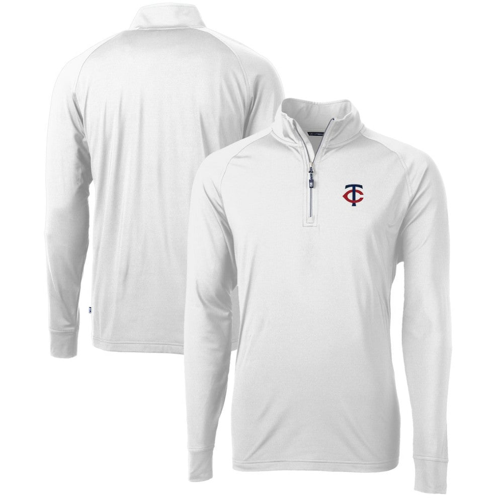 Minnesota Twins Cutter & Buck Adapt Eco Knit Stretch Recycled Quarter-Zip Pullover Top - White Pullover