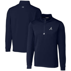Atlanta Braves Cutter & Buck Traverse Stretch Quarter-Zip Pullover Top - Navy Pullover
