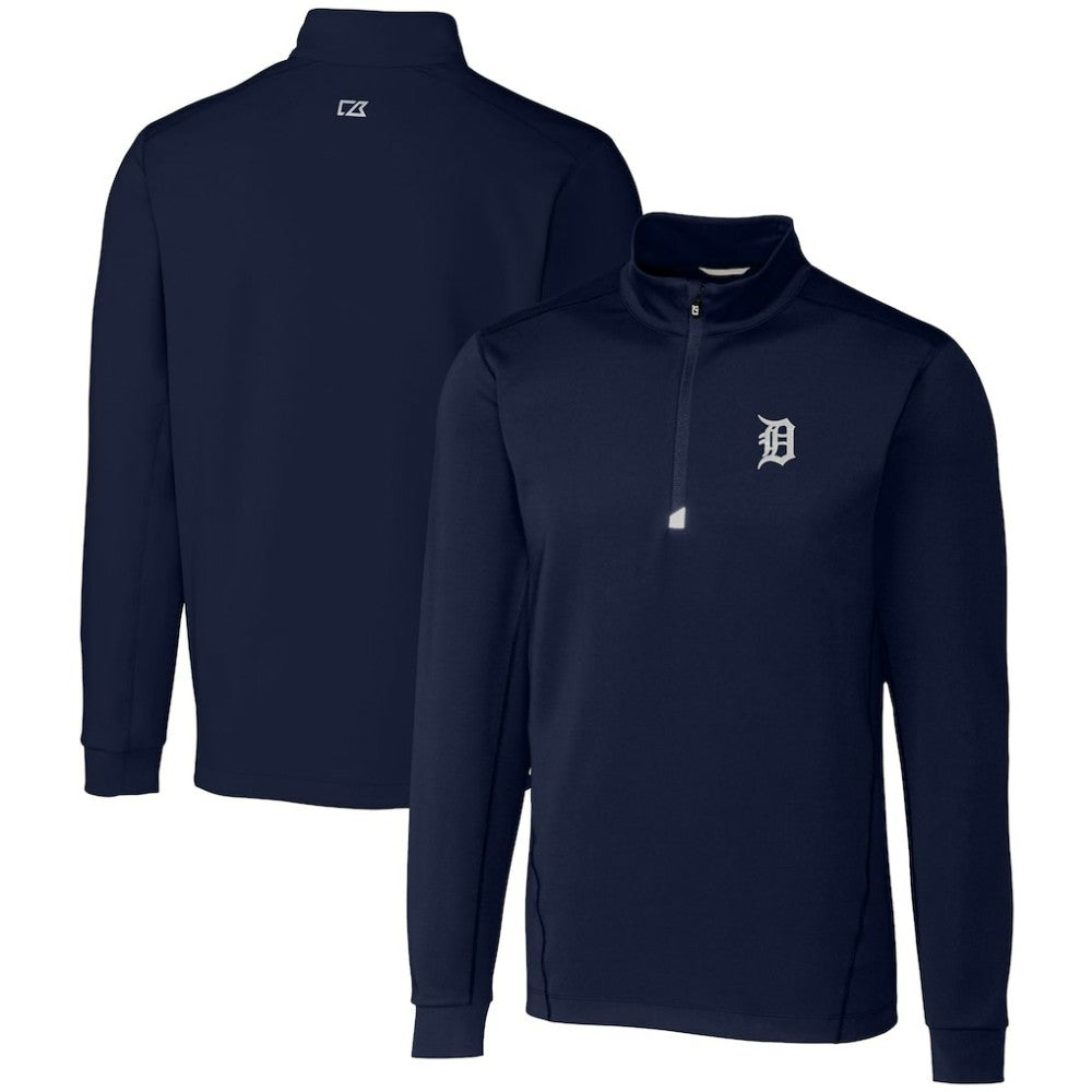 Detroit Tigers Cutter & Buck Traverse Stretch Quarter-Zip Pullover Top - Navy Pullover