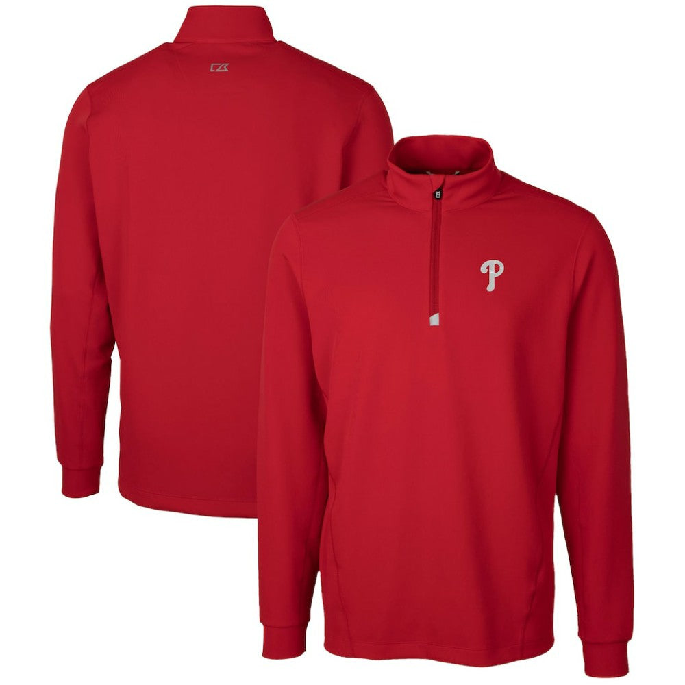 Philadelphia Phillies Cutter & Buck Traverse Stretch Quarter-Zip Pullover Top - Red Pullover
