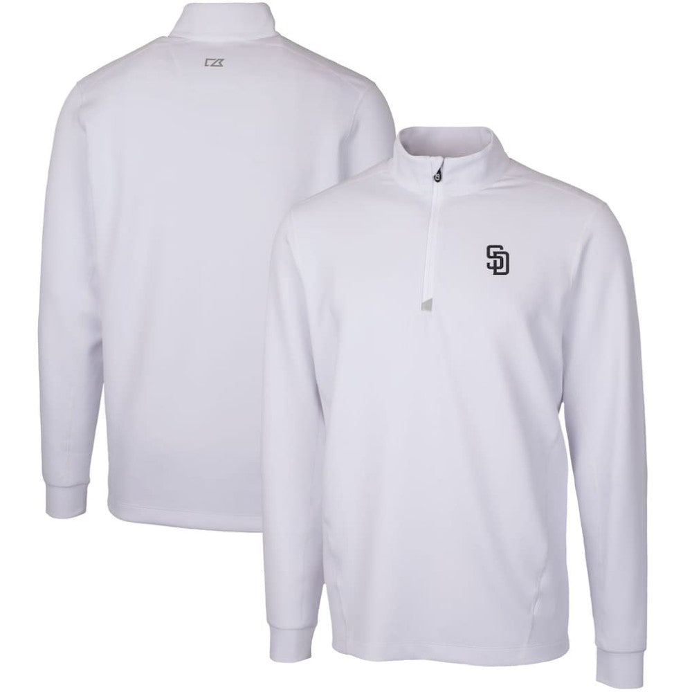 San Diego Padres Cutter & Buck Traverse Stretch Quarter-Zip Pullover Top - White Pullover