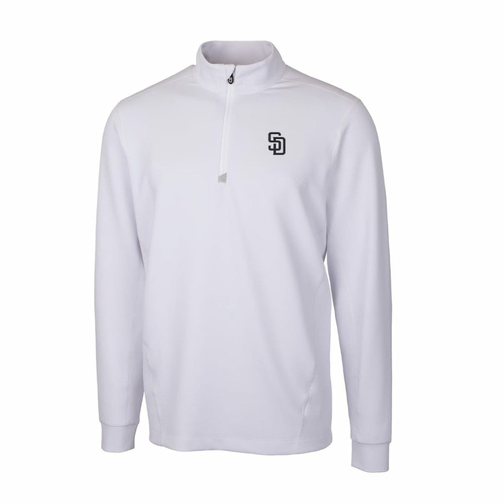 San Diego Padres Cutter & Buck Traverse Stretch Quarter-Zip Pullover Top - White Pullover