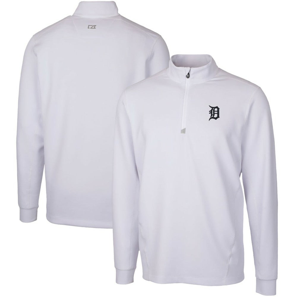 Detroit Tigers Cutter & Buck Traverse Stretch Quarter-Zip Pullover Top - White Pullover
