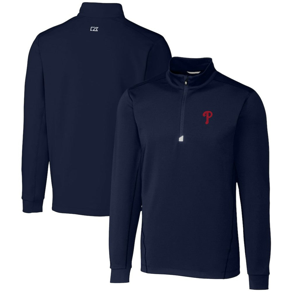 Philadelphia Phillies Cutter & Buck Traverse Stretch Quarter-Zip Pullover Top - Navy Pullover