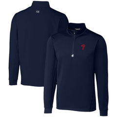 Philadelphia Phillies Cutter & Buck Traverse Stretch Quarter-Zip Pullover Top - Navy Pullover