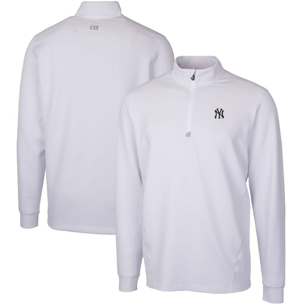 New York Yankees Cutter & Buck Traverse Stretch Quarter-Zip Pullover Top - White Pullover