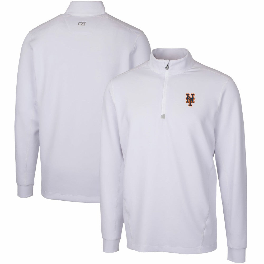New York Mets Cutter & Buck Traverse Stretch Quarter-Zip Pullover Top - White Pullover