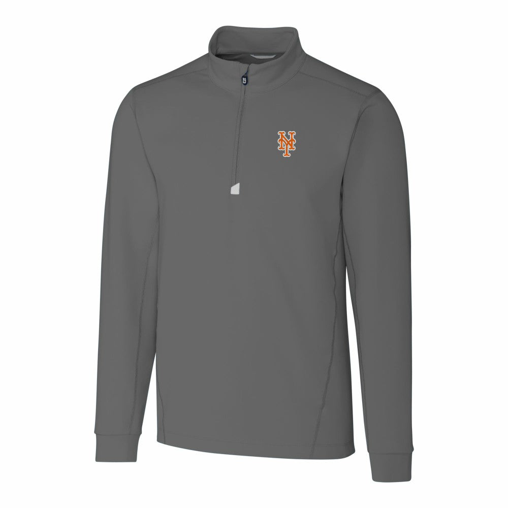New York Mets Cutter & Buck Traverse Stretch Quarter-Zip Pullover Top - Gray Pullover