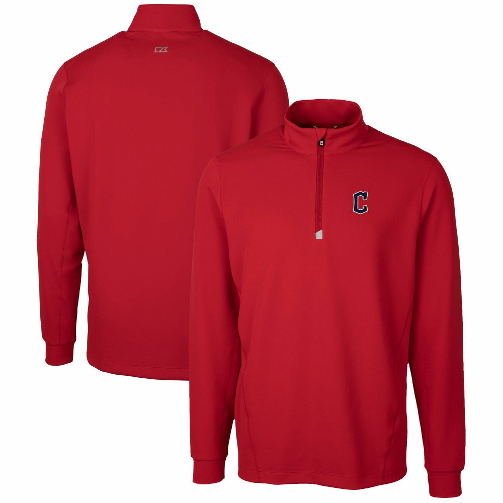 Cleveland Guardians Cutter & Buck Traverse Stretch Quarter-Zip Pullover Top - Red Pullover