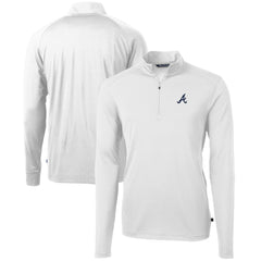 Atlanta Braves Cutter & Buck Virtue Eco Pique Recycled Quarter-Zip Pullover Top - White Pullover