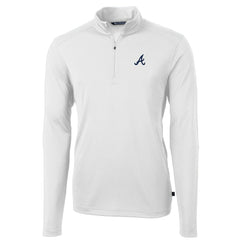 Atlanta Braves Cutter & Buck Virtue Eco Pique Recycled Quarter-Zip Pullover Top - White Pullover