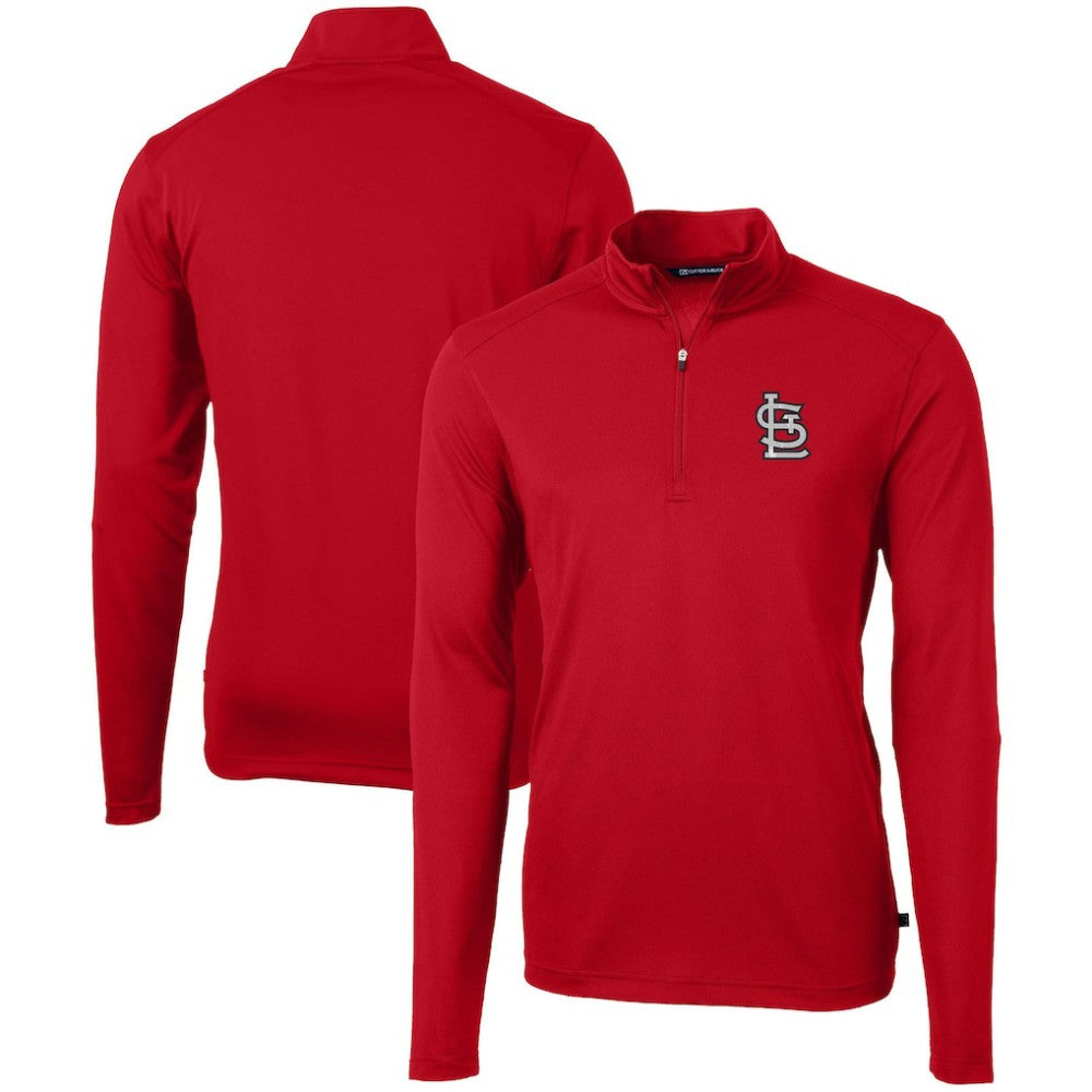 St. Louis Cardinals Cutter & Buck Virtue Eco Pique Recycled Quarter-Zip Pullover Top - Red Pullover