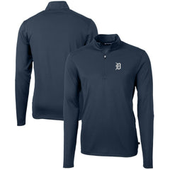 Detroit Tigers Cutter & Buck Virtue Eco Pique Recycled Quarter-Zip Pullover Top - Navy Pullover