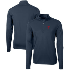 Philadelphia Phillies Cutter & Buck Virtue Eco Pique Recycled Quarter-Zip Pullover Top - Navy Pullover