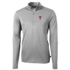 Philadelphia Phillies Cutter & Buck Virtue Eco Pique Recycled Quarter-Zip Pullover Top - Gray Pullover