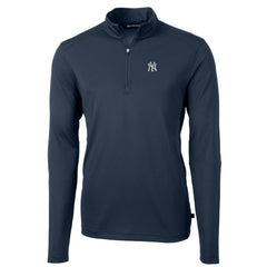 New York Yankees Cutter & Buck Virtue Eco Pique Recycled Quarter-Zip Pullover Top - Navy Pullover