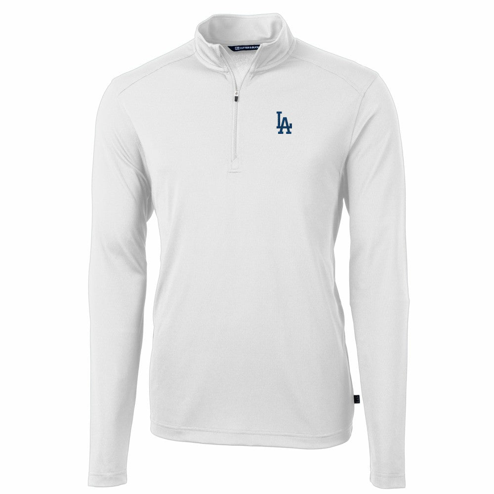 Los Angeles Dodgers Cutter & Buck Virtue Eco Pique Recycled Quarter-Zip Pullover Top - White Pullover