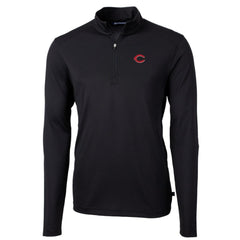 Cincinnati Reds Cutter & Buck Virtue Eco Pique Recycled Quarter-Zip Pullover Top - Black Pullover